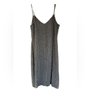 Retrofête silver sequin midi dress